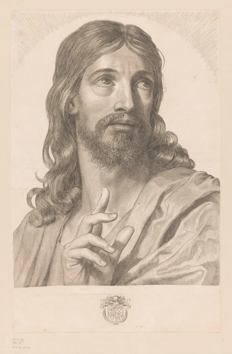 Zegenende Christus by Claude Mellan, print, 1652