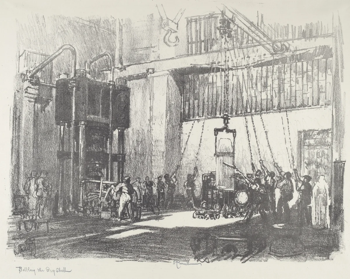 Bottling the Big Shell by Joseph Pennell, print, 1916