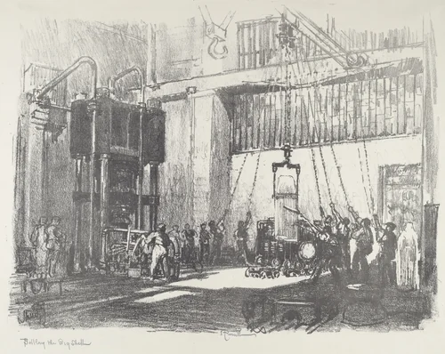 Bottling the Big Shell by Joseph Pennell, print, 1916