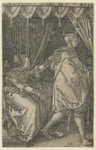 Jozef en de vrouw van Potifar by Unknown, print, 1532