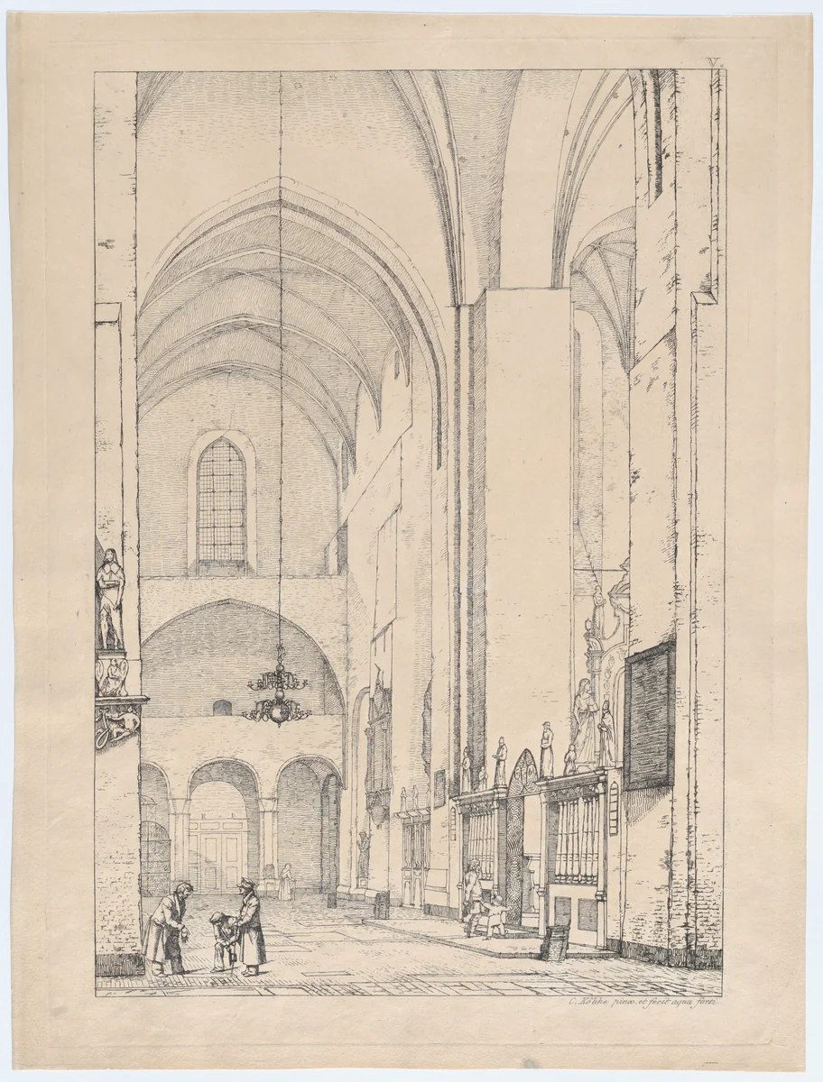 Transept of Aarhus Cathedral by Christen Købke, print, 1831