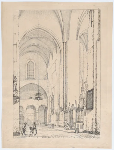 Transept of Aarhus Cathedral by Christen Købke, print, 1831