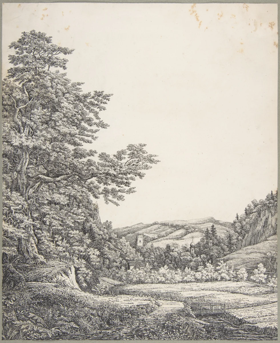 Southern German Landscape by Otto Friedrich Magnus Baudissin, drawing, 1800-1865