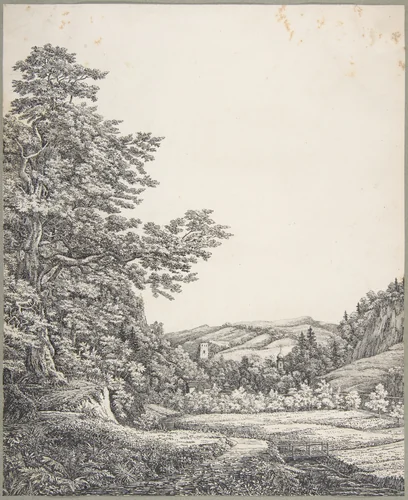 Southern German Landscape by Otto Friedrich Magnus Baudissin, drawing, 1800-1865