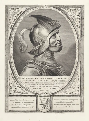Portret van Floris I, graaf van Holland by Cornelis Visscher, print, 1650