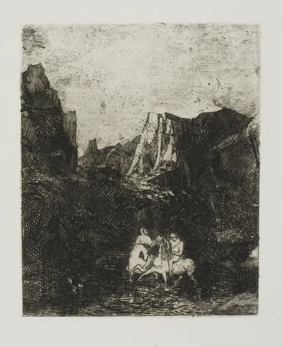 The Two Small Horsemen by Odilon Redon, print, 1865