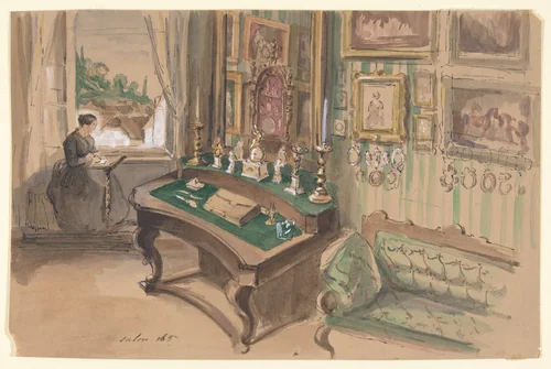 Drawing of an Interior: Salon by anonymous, drawing, 1857