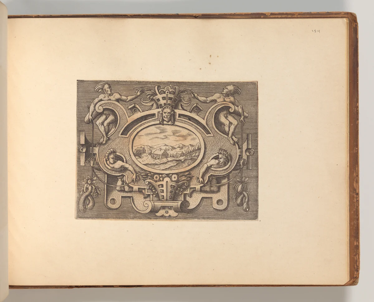 Series of Cartouches, in: Targhe ed altri ornati di varie e capricciose invenzioni (Cartouches and other ornaments of various and capricious invention, page 53) by Cornelis Bos, book, 1540-1560