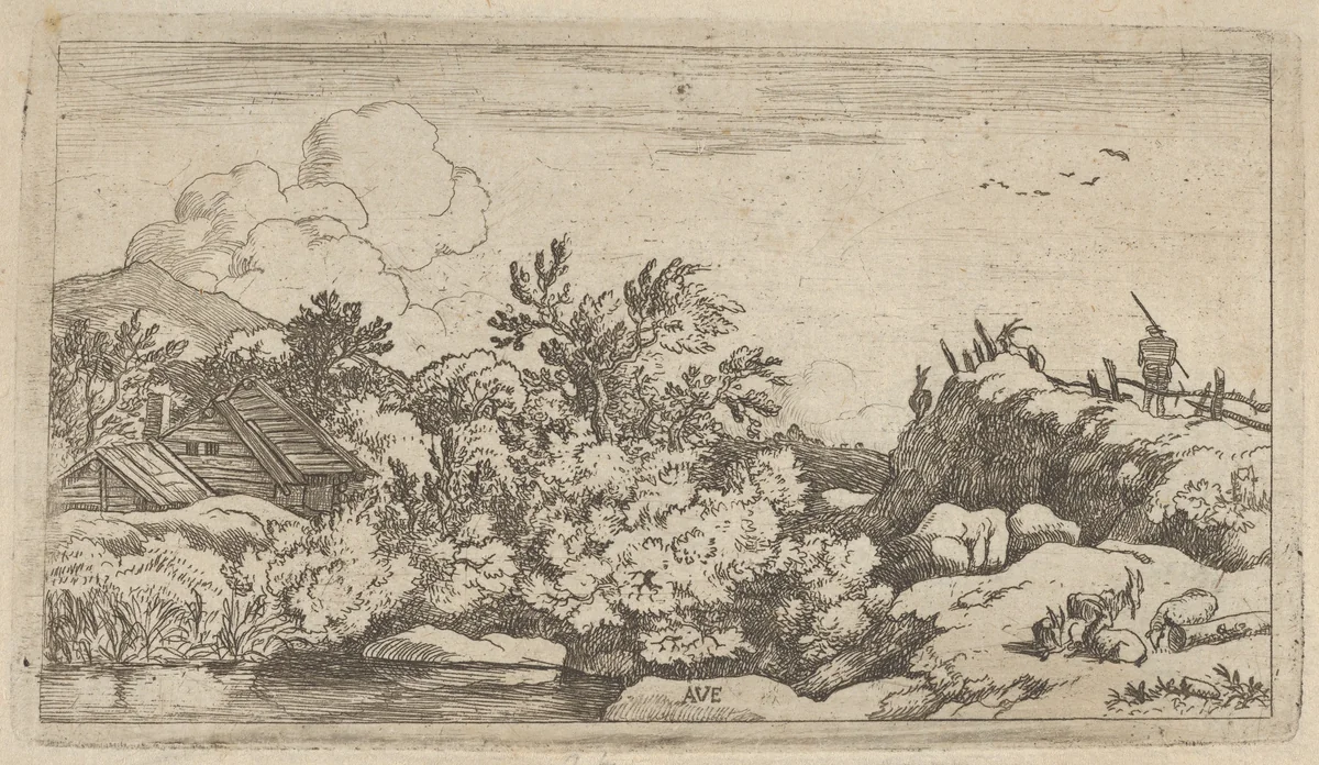 The Goatherd on the Hill by Allart van Everdingen, print, 1621-1675