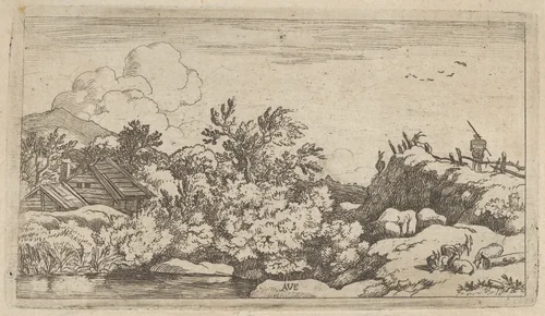 The Goatherd on the Hill by Allart van Everdingen, print, 1621-1675