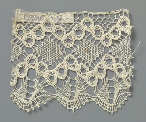 Strook kloskant met ruiten tussen zigzag-lijnen van opengewerkte cirkels by anonymous, other, 1800-1899