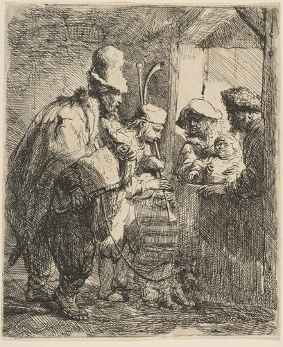 The Strolling Musicians by Rembrandt van Rijn, print, 1630-1640