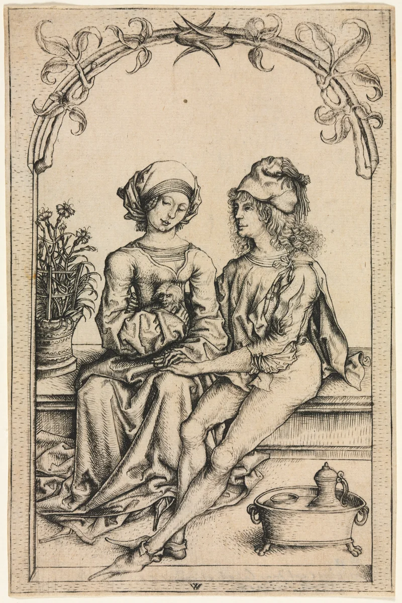 The Lovers by Wenzel von Olmütz, print, 1485-1495