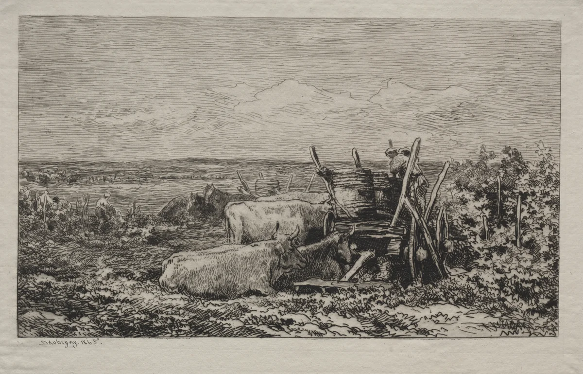 The Grape Harvest by Charles-François Daubigny, print, 1865