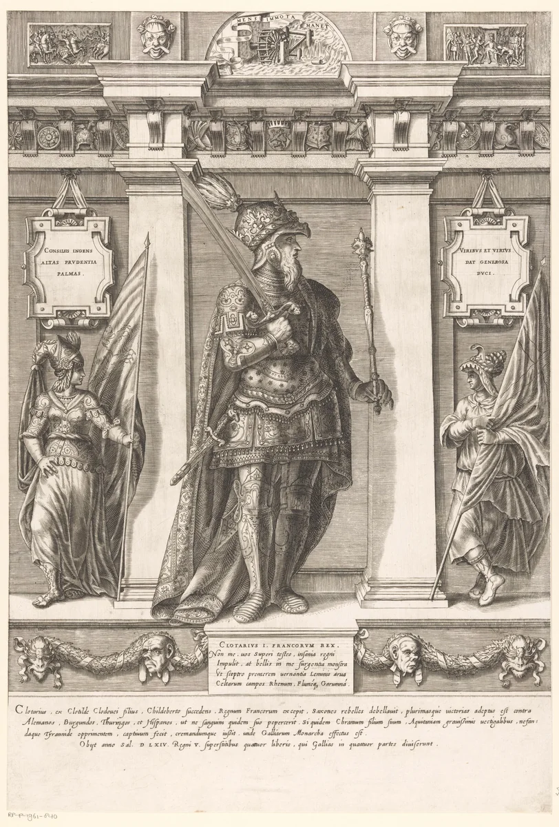 Portret van Chlotarius I, koning der Franken by Gaspare Oselli, print, 1569