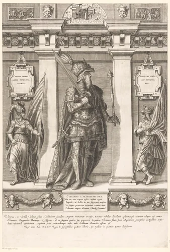 Portret van Chlotarius I, koning der Franken by Gaspare Oselli, print, 1569