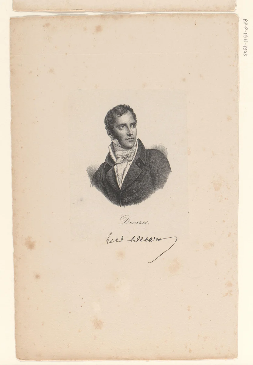 Portret van Élie Decazes by anonymous, print, 1818-1842