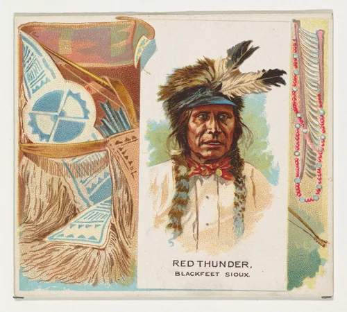 Red Thunder, Blackfeet Sioux, from the American Indian Chiefs series (N36) for Allen & Ginter Cigarettes by Allen & Ginter, print, 1888