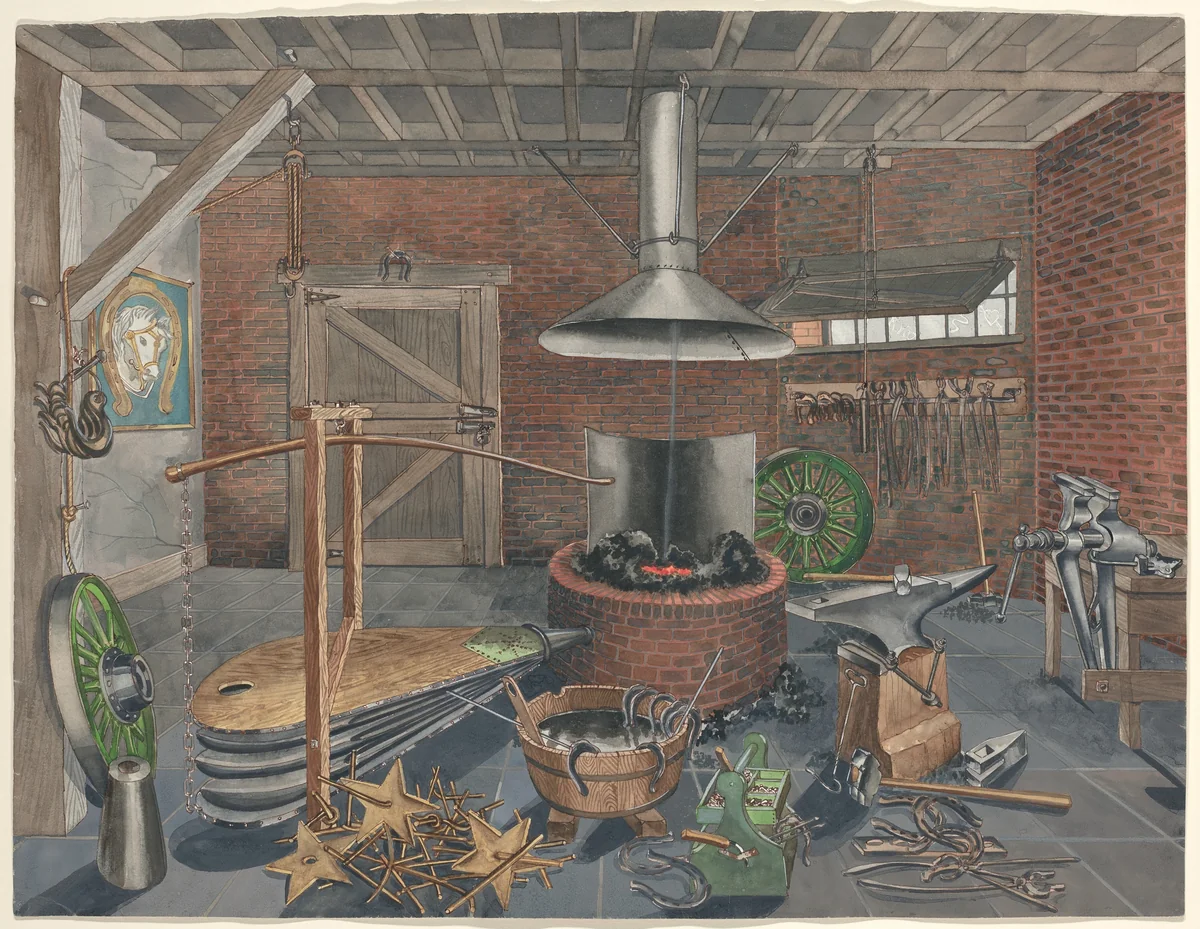Blacksmith Shop by Perkins Harnly, index of american design, 1935-1942