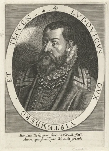 Portret van Lodewijk van Württemberg by Dominicus Custos, print, 1600-1604