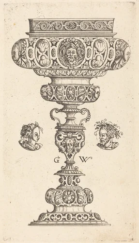 Chalice with Head of a Warrior by Georg Wechter, print, 1579