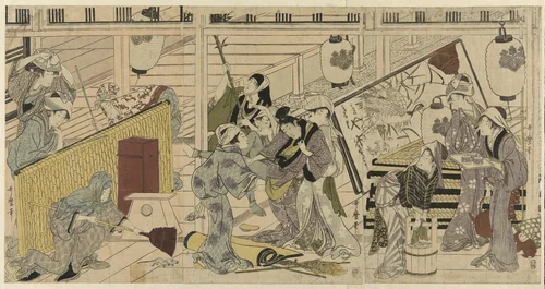 House cleaning in preparation for the New Year by Kitagawa Utamaro (喜多川歌麿), print, 1792-1804