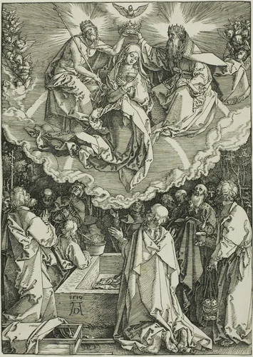Assumption and Coronation of the Virgin, from The Life of the Virgin by Albrecht Dürer, print, 1510