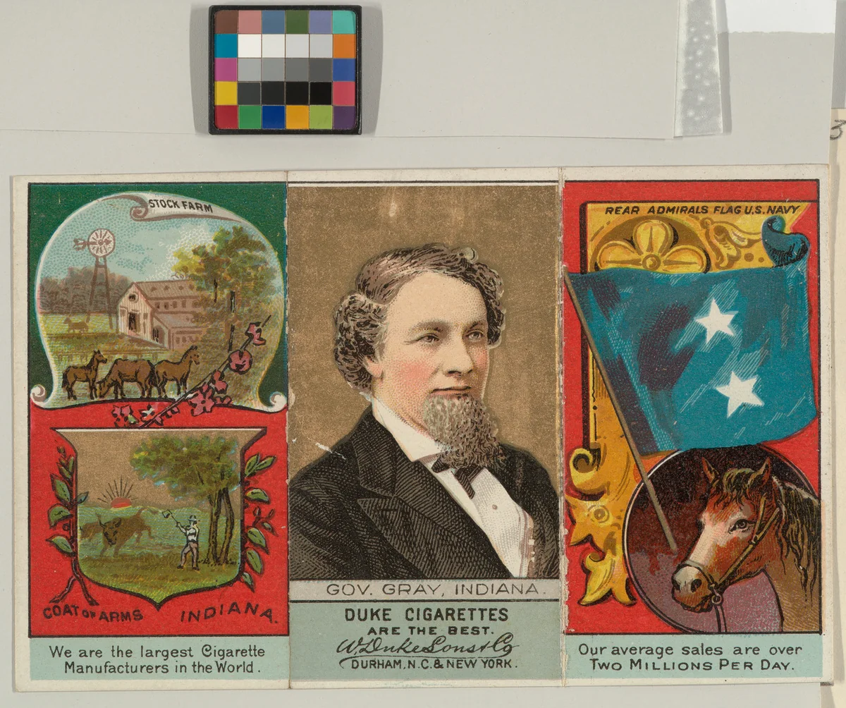 Governor Gray, Indiana, from "Governors, Arms, Etc." series (N133-2), issued by Duke Sons & Co. by W. Duke, Sons & Co., print, 1885-1892