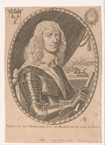 Portret van François de Vendôme hertog van Beaufort by anonymous, print, 1656