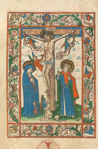 Christ on the Cross with Angels by German 15th Century, print, 1483