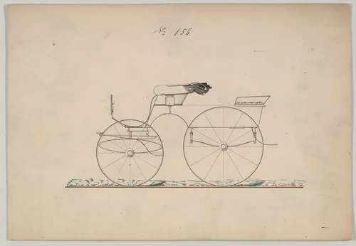 Design for Stanhope Phaeton, no. 156 by Brewster & Co., drawing, 1850-1874