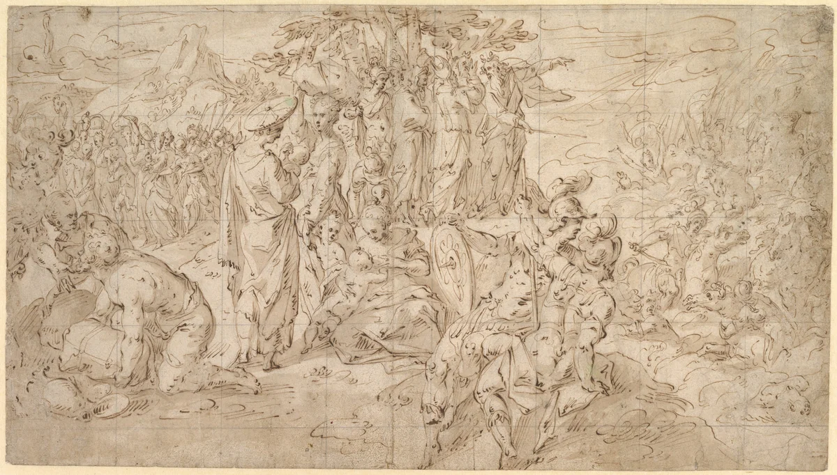 The Destruction of the Pharaoh’s Army by Hendrick de Clerck, drawing, 1590-1629