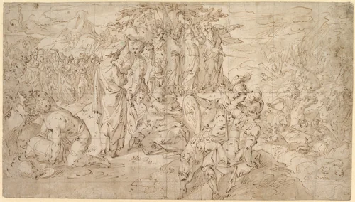 The Destruction of the Pharaoh’s Army by Hendrick de Clerck, drawing, 1590-1629