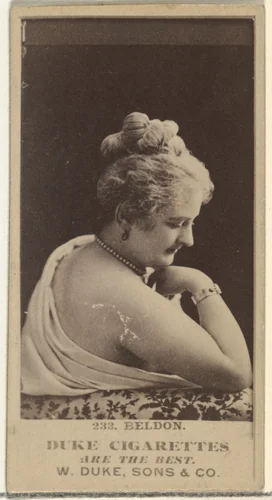 Card Number 233, Miss Beldon, from the Actors and Actresses series (N145-7) issued by Duke Sons & Co. to promote Duke Cigarettes by W. Duke, Sons & Co., photograph, 1880-1889