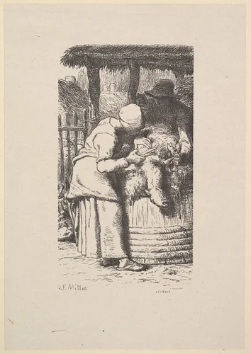 Sheepshearing by Jean-François Millet, print, 1855