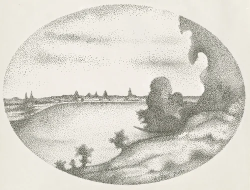 A River Landscape by Albert Dubois-Pillet, drawing, 1883-1893