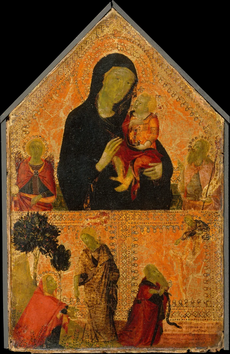 Madonna and Child with Saints Michael and John the Baptist; The Noli Me Tangere; The Conversion of Saint Paul by Italian Painter, painting, 1325-1349