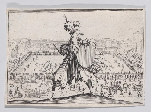 Copy of Le Jeu de Paume sur la Place Sainte-Croix, a Florence (The Tennis Game at the Piazza Santa Croce, in Florence), from "Les Caprices" by anonymous, print, 1620-1700