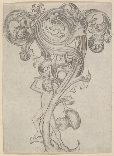 Ornament with a Wild Man by Master ES, print, 1445-1467