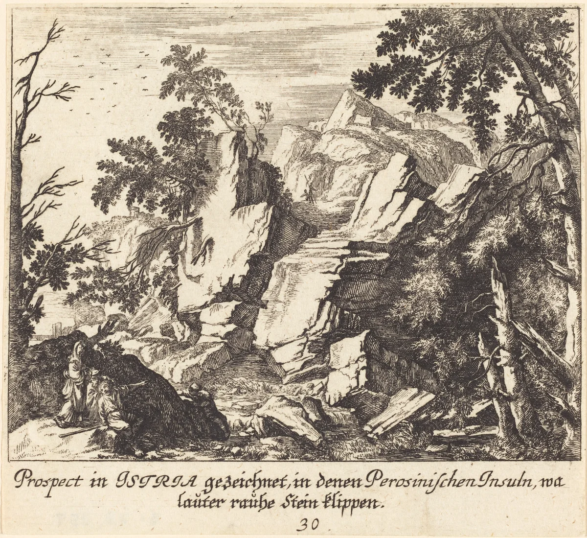 View in Istria by Melchior Küsel; Johann Wilhelm Baur, print, 1681