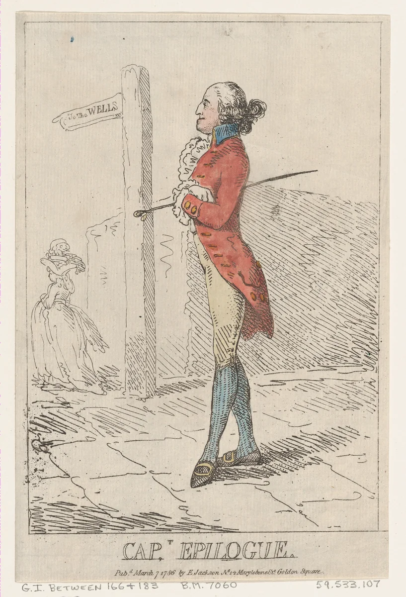 Captain Epilogue by Thomas Rowlandson, print, 1786