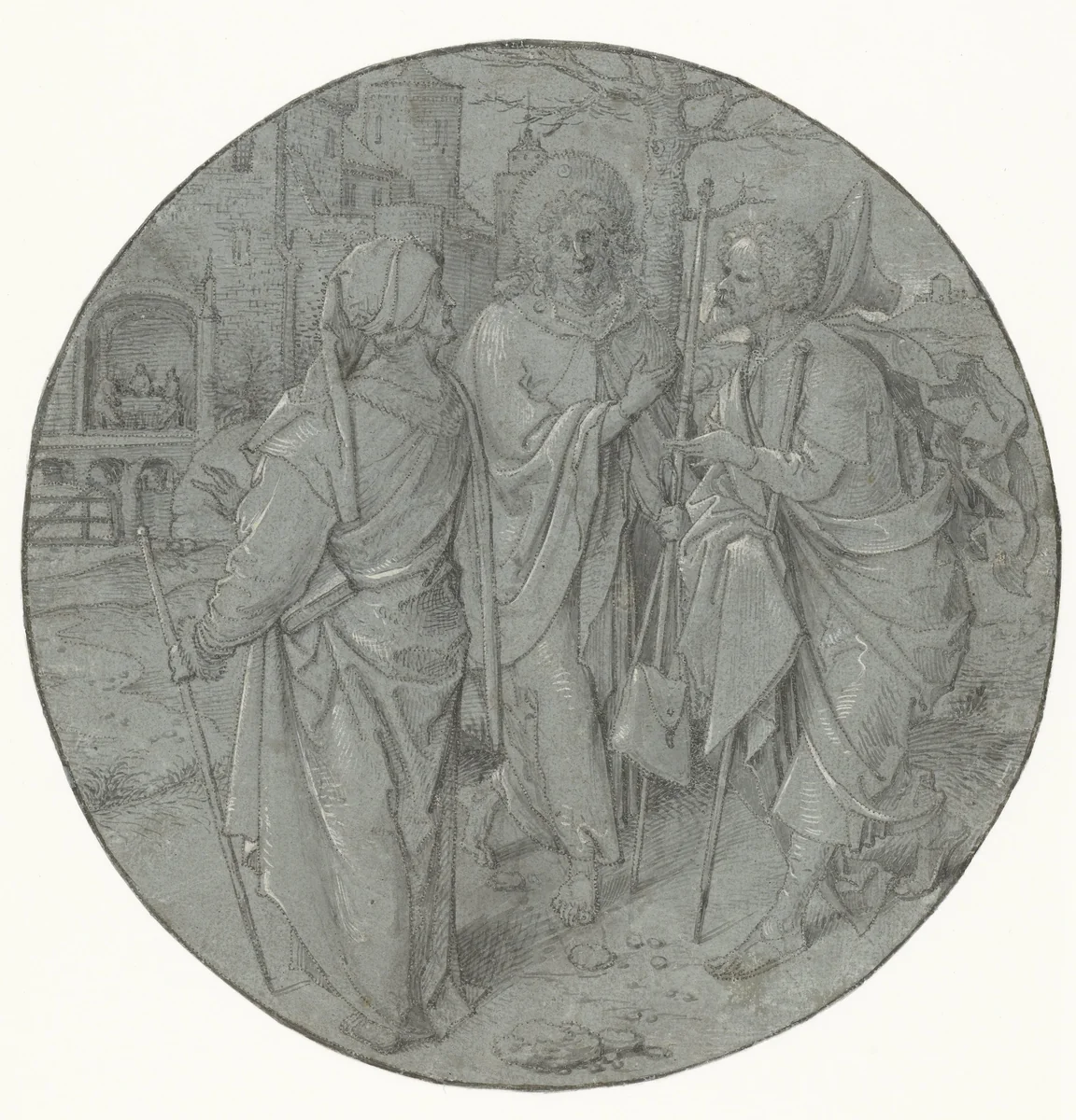 Christus te Emmaüs by Jan de Beer, drawing, 1504-1536