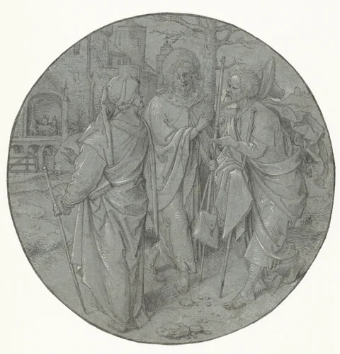 Christus te Emmaüs by Jan de Beer, drawing, 1504-1536