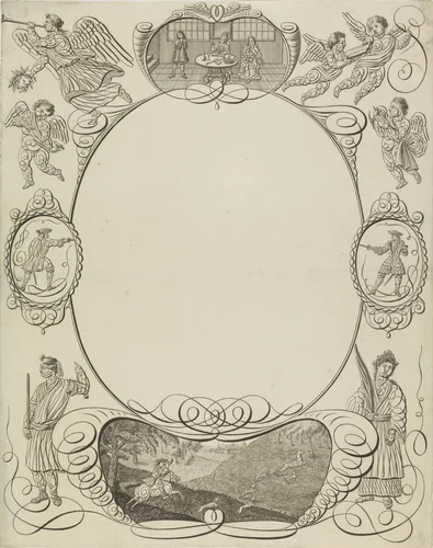 Wensbrief met Neptunus by anonymous, print, 1700-1899