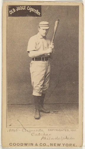 John J. "Jack" Clements, Catcher, Philadelphia, from the Old Judge series (N172) for Old Judge Cigarettes by Goodwin & Company, photograph, 1887