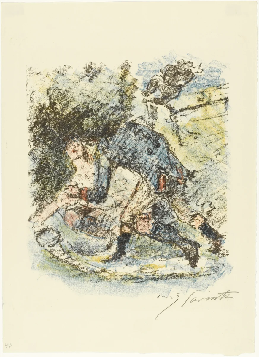 Aline Falls (Aline kommt zu Fall) from The Queen of Golconda (Die Königin von Golkonde) by Lovis Corinth, print, 1920