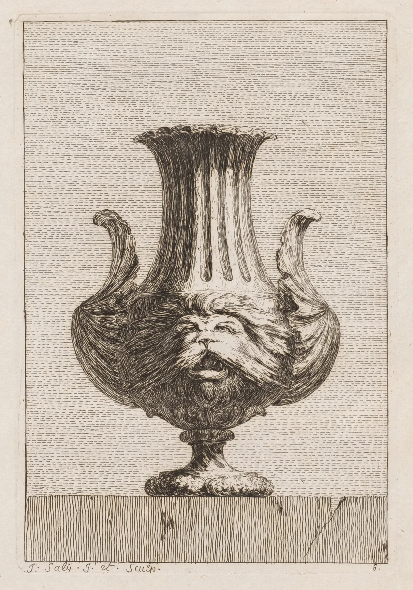 Suite of Vases: Plate 6 by Jacques François Saly, print, 1746