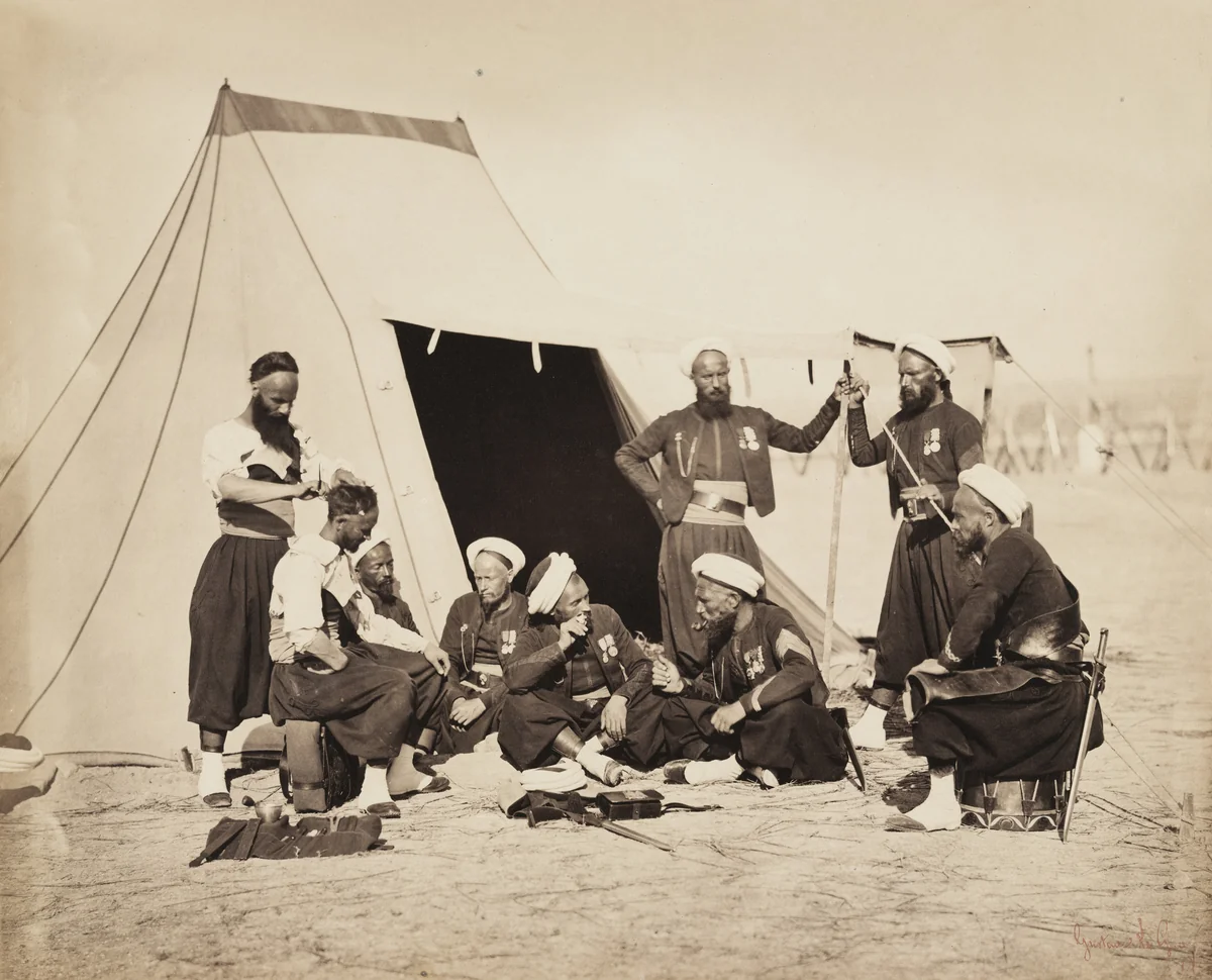 The Bathhouse of the Zouaves from the album Memories of the Camp de Châlons under General Decaën by Gustave Le Gray, photograph, 1857