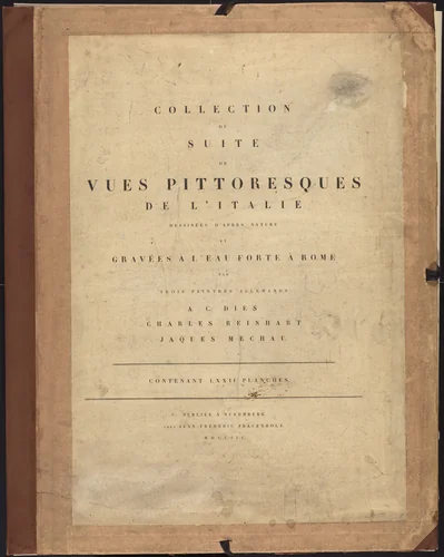 Collection ou Suite de Vues Pittoresques de l'Italie by Jacob Wilhelm Mechau
Albert Christoph Dies
Johann Christian Reinhart, portfolio, 1798