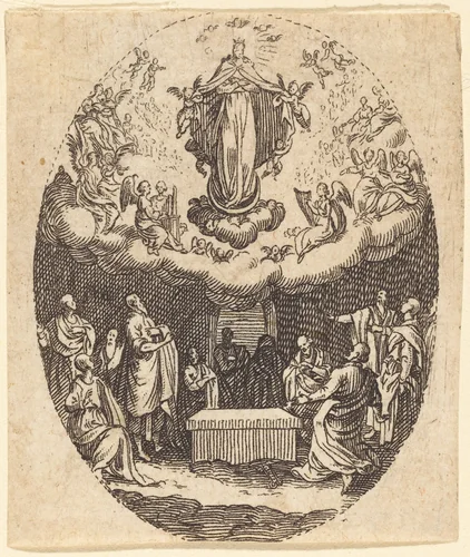 The Assumption with the Cherubin by Jacques Callot, print, 1614-1617